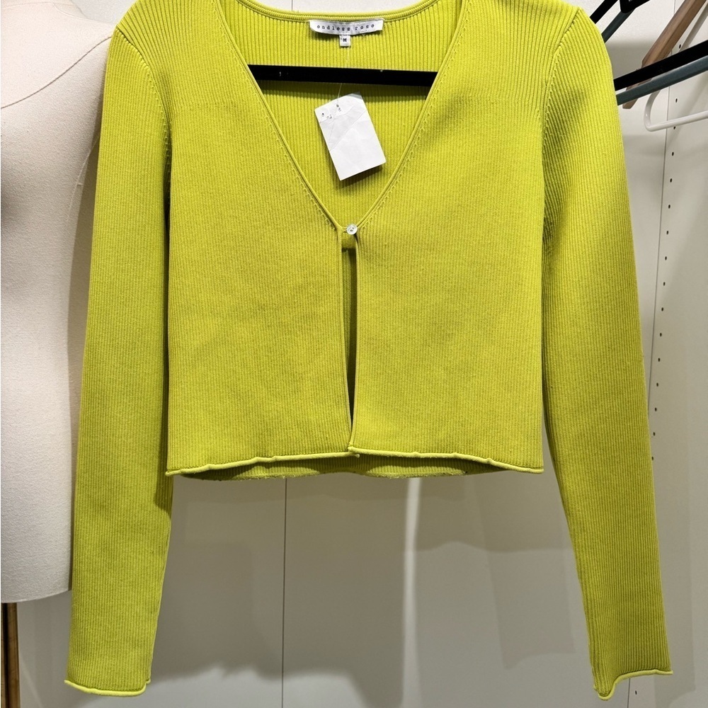 Endless Rose Lime V-Neck Sweater Shrug - PRICED TO SELL! - Picture 3 of 11